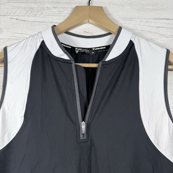 Levelwear Womens Size Small 1/4 Zip Golf Tank Lightweight Black White - Picture 2 of 5